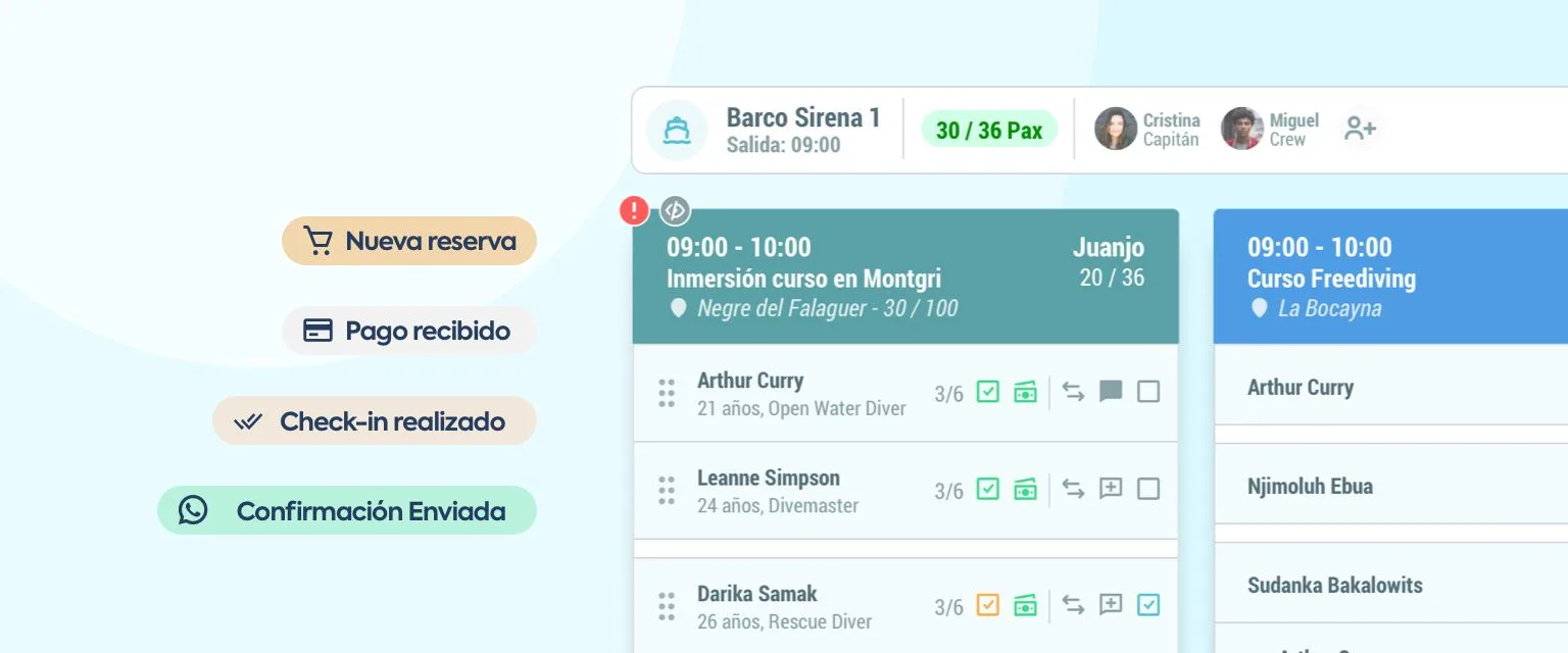 Novedades en Buky: Gestión de barcos compartidos: agrupa salidas, tripulación y capacidad en un solo lugar