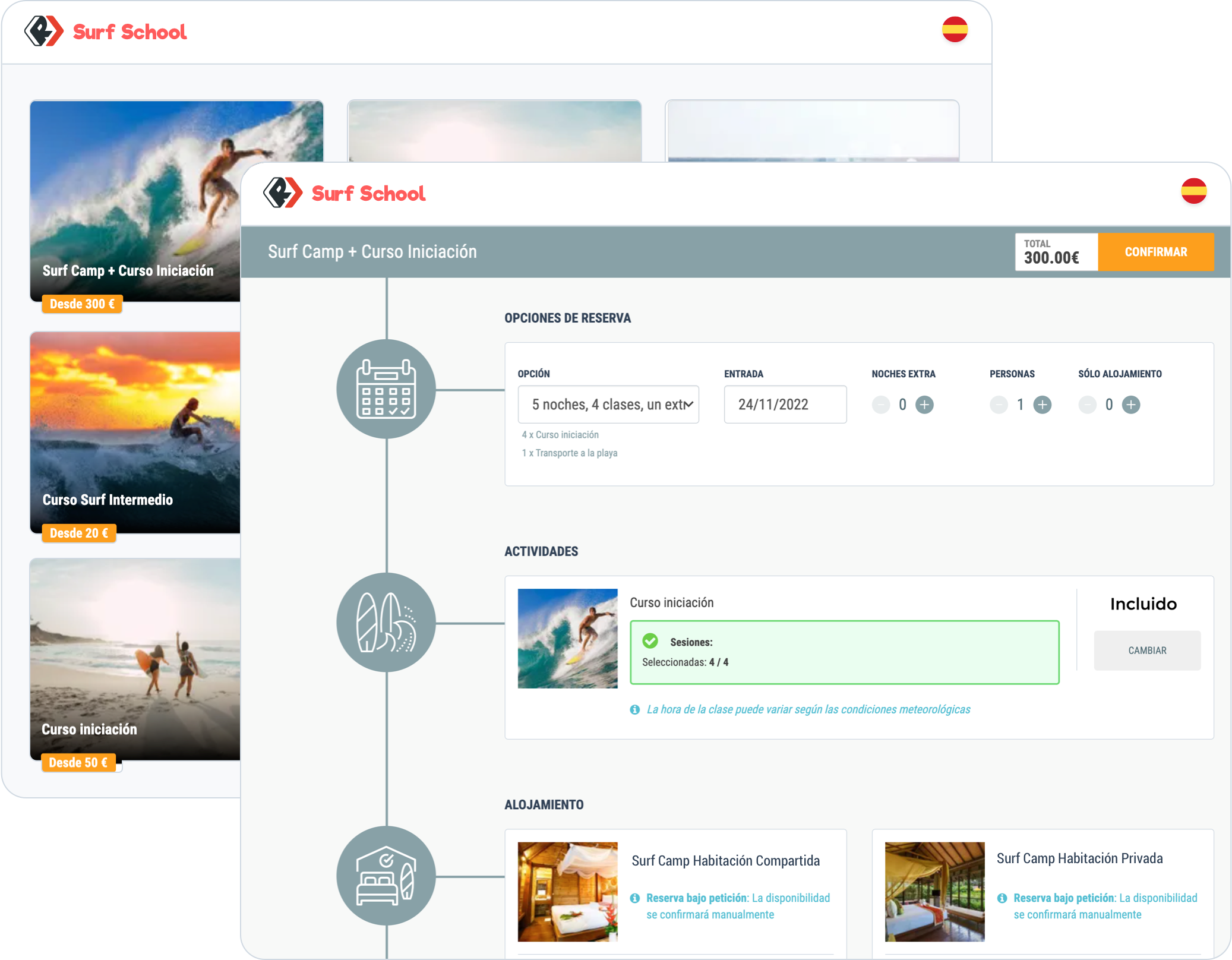 BukyApp catalog and booking process